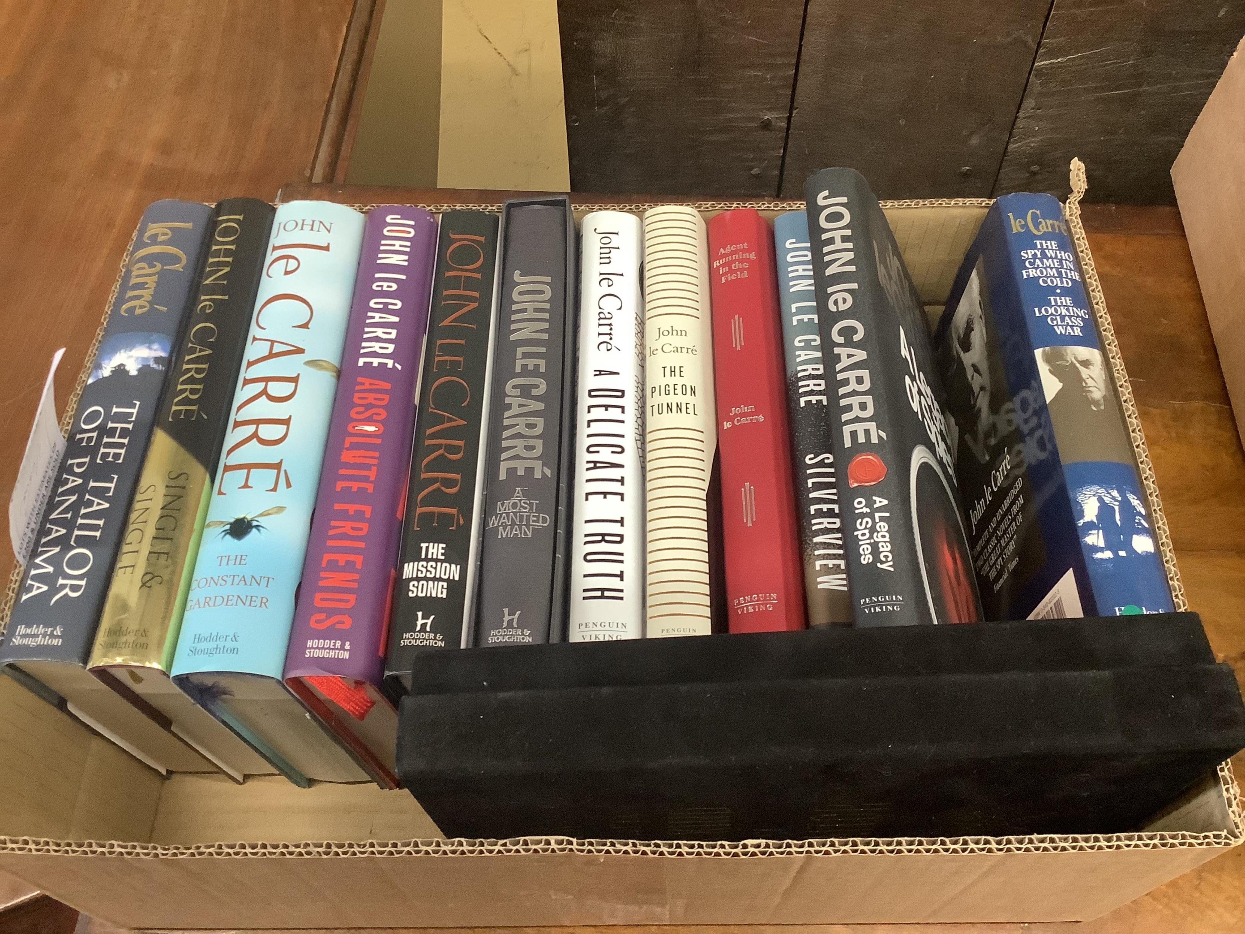Le Carré, John - 27 works, all with d/j’s, 10 signed - Silverview, 2021; Agent Running in the Field, one of 100, signed, 2019; A Legacy of Spies, signed, 2017; The Pigeon Tunnel: Stories from my Life, 2016; A Delicate Tr